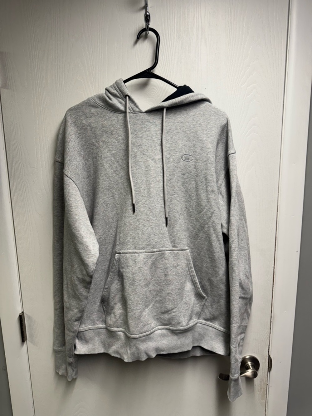 Champion Light Gray Pullover Hoodie with Chest Logo